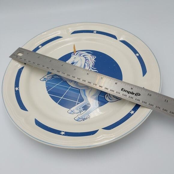 Tienshan‎ Stoneware Blue Unicorn Fantasy Dinner Plate 10.5" Replacement VTG - Picture 3 of 3